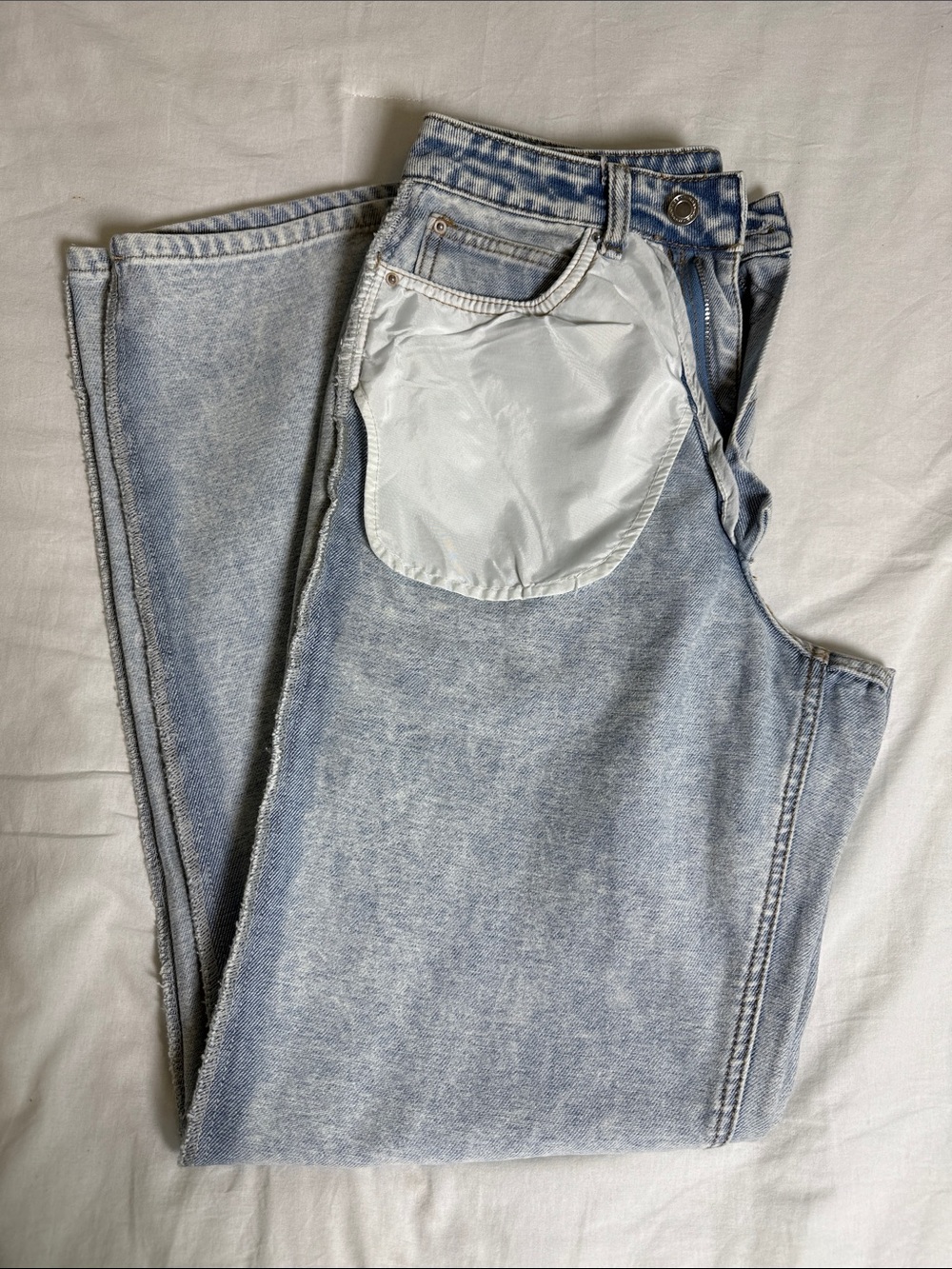 Missguided Women's High Rise Light Blue Washed Jeans